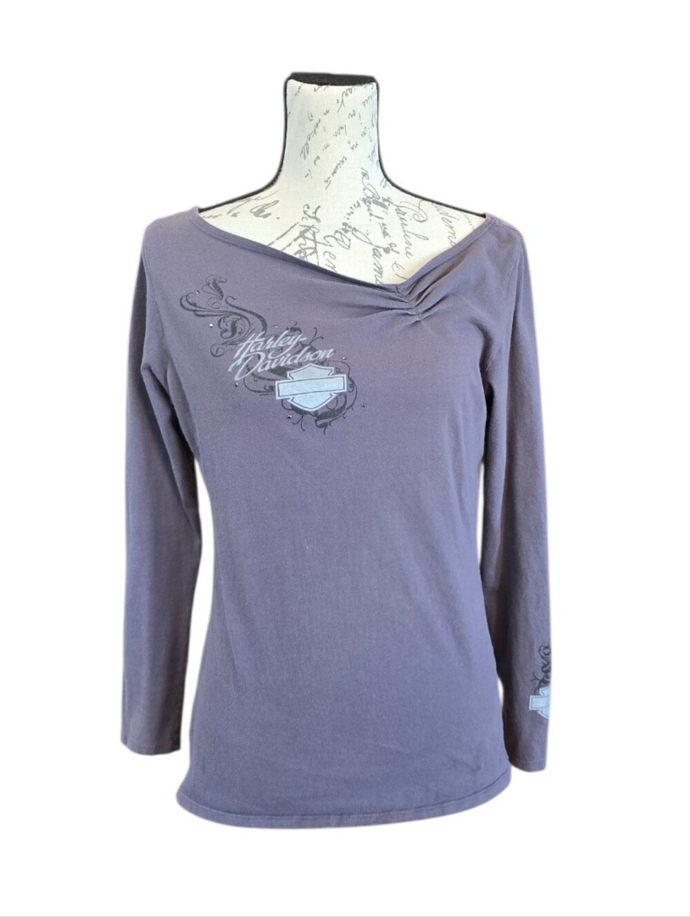 Deadwood Harley-Davidson Gray Long Sleeve Graphic T-shirt L